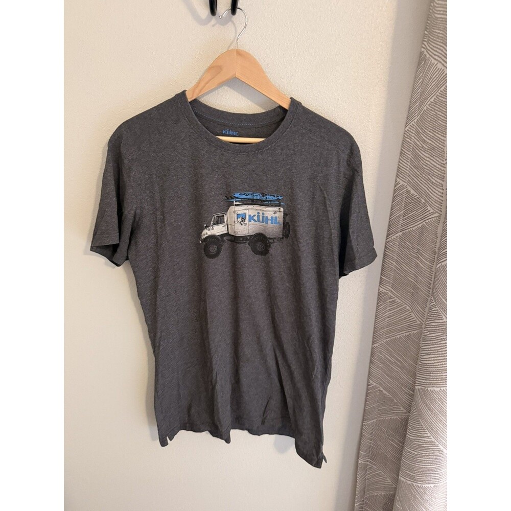 Kuhl Mens Gray Wildfibre Hiking Trail Truck Logo Tee Shirt Size men